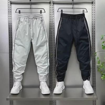 Herren Schnelltrocknende Sommer Streifenmanschette Skinny Hose - Atmungsaktiv, Perforiert, Leichte Freizeitkleidung