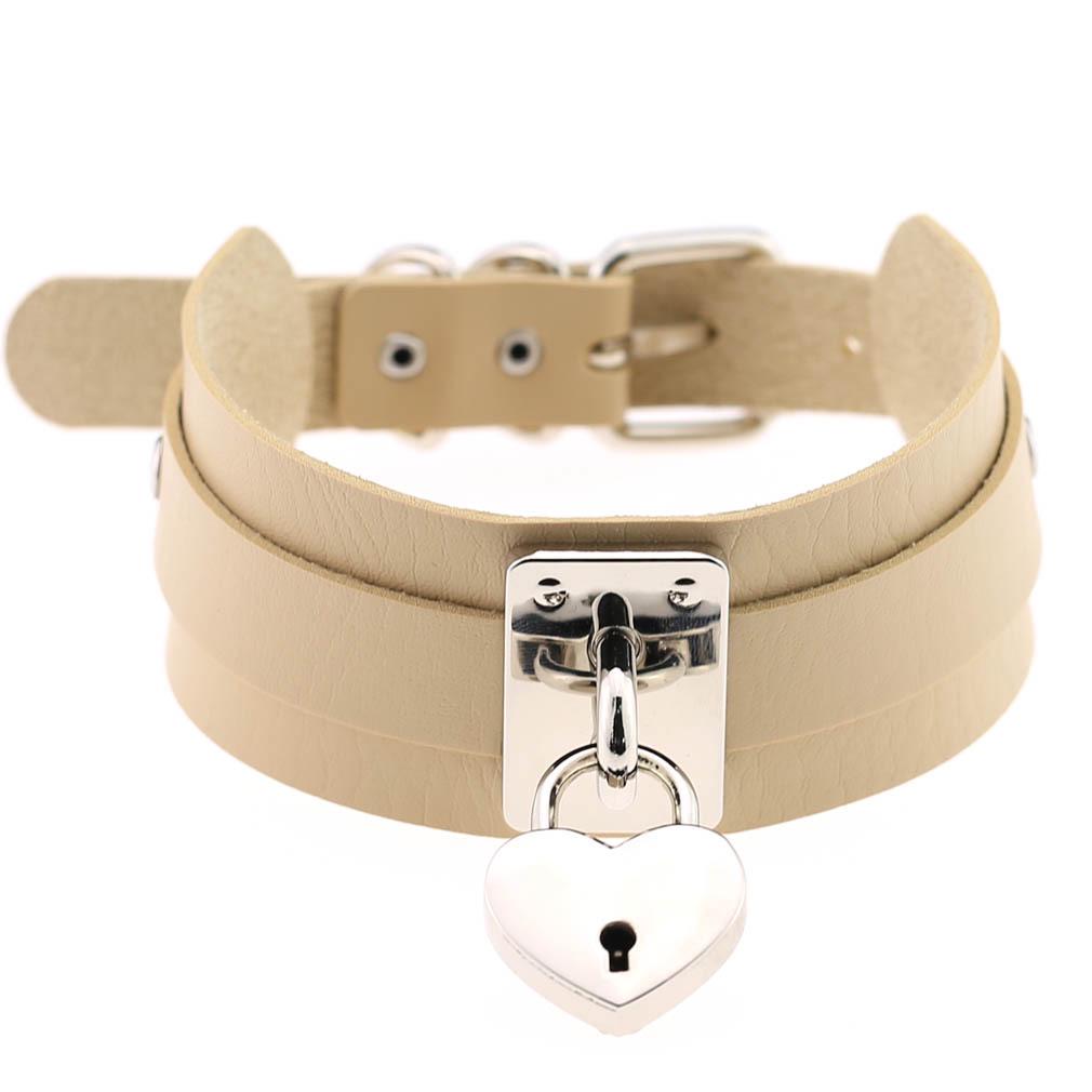 Übertriebener europäisch-amerikanischer Stil PU-Leder Doppellagiges Herzschloss Halsband