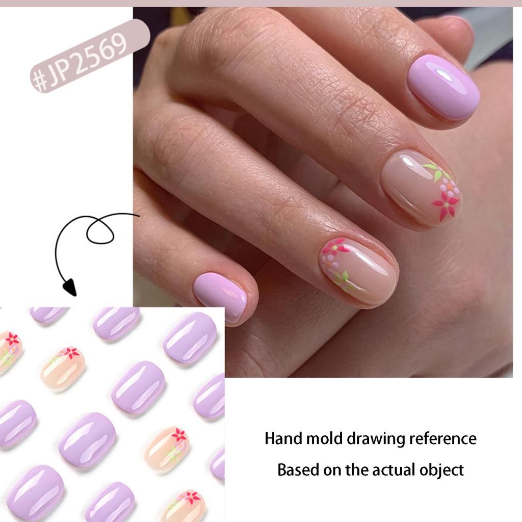 Purple Round Head Nail Extension Easy to Apply Simple to Peel off Nails for Manicure Lovers and Beauty Bloggers