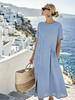 Casual Linen Cotton Dress With Button Decor For Summer Comfort And Office Style