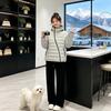 New oblique zipper ribs hooded couple cotton clothes women's fashion loose large size light cotton clothes