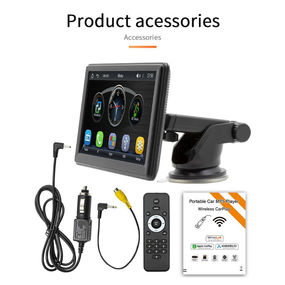 Universal 7 Zoll Multimedia Player Drahtlose CarPlay Android Auto Auto Radio intelligente systeme GPS Für Auto Display