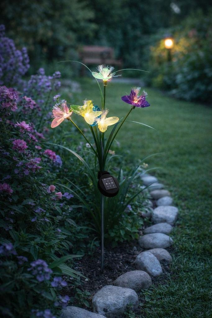 Solarna Lampa Ogrodowa Z Motylami Led