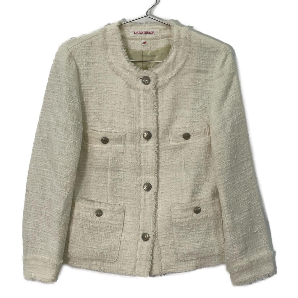DRESSTERIOR 085-46001 White Fringed Tweed Jacket Jacket 36 whiteUsed
