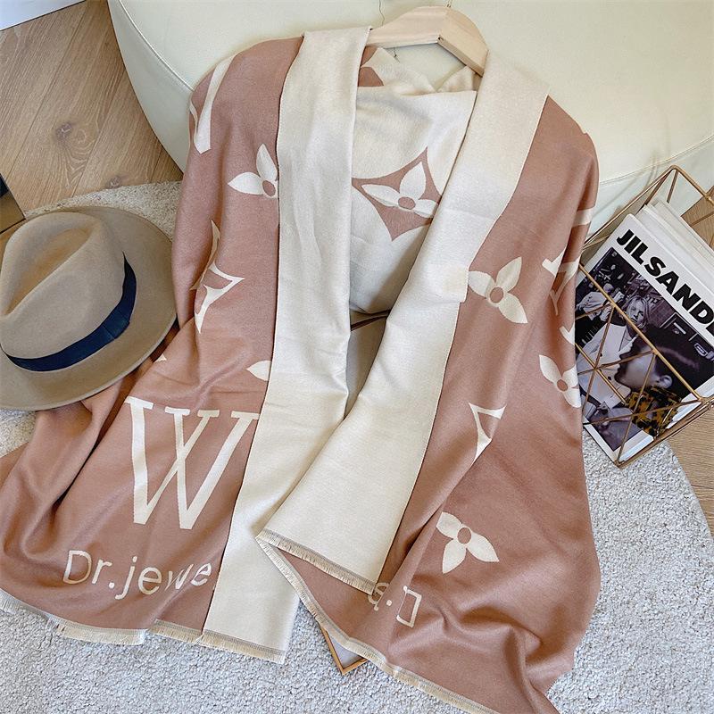 Women's Cashmere Blend Double-Sided Scarf - Autumn/Winter Warm Shawl, Versatile High-End Fashion