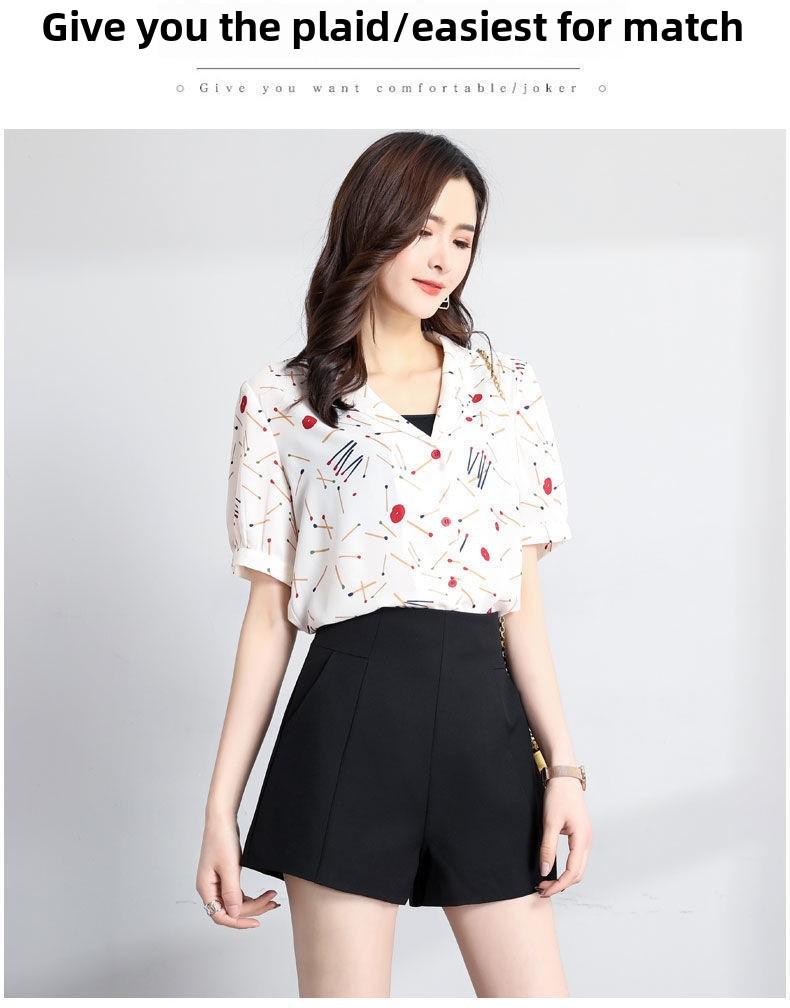 Pantaloni scurți de vară negri cu talie înaltă, cu linie A, pentru femei - ținute casual lejere, slim, cu croi larg