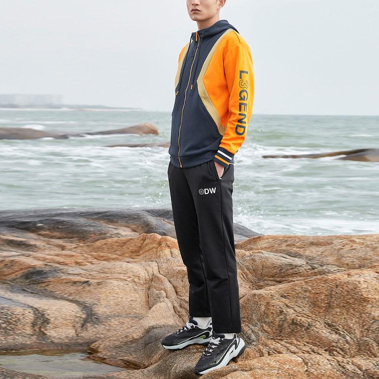 Li Ning Wade Series Letter Print Color Block Zip Hoodie Men Hoodies Tropical-Orange AWDR047-3