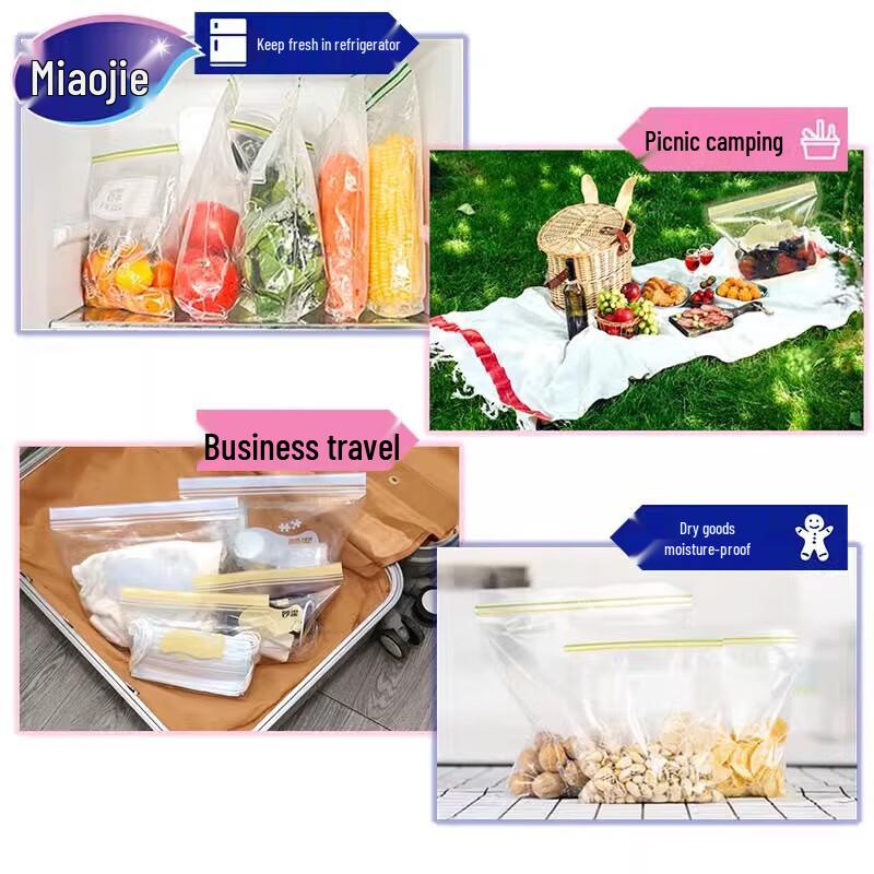 MIAOJIE Stand-Up Double Zipper Food Storage Bags