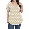 Women's Printing Large Size V-neck Top Loose Pocket T-shirt