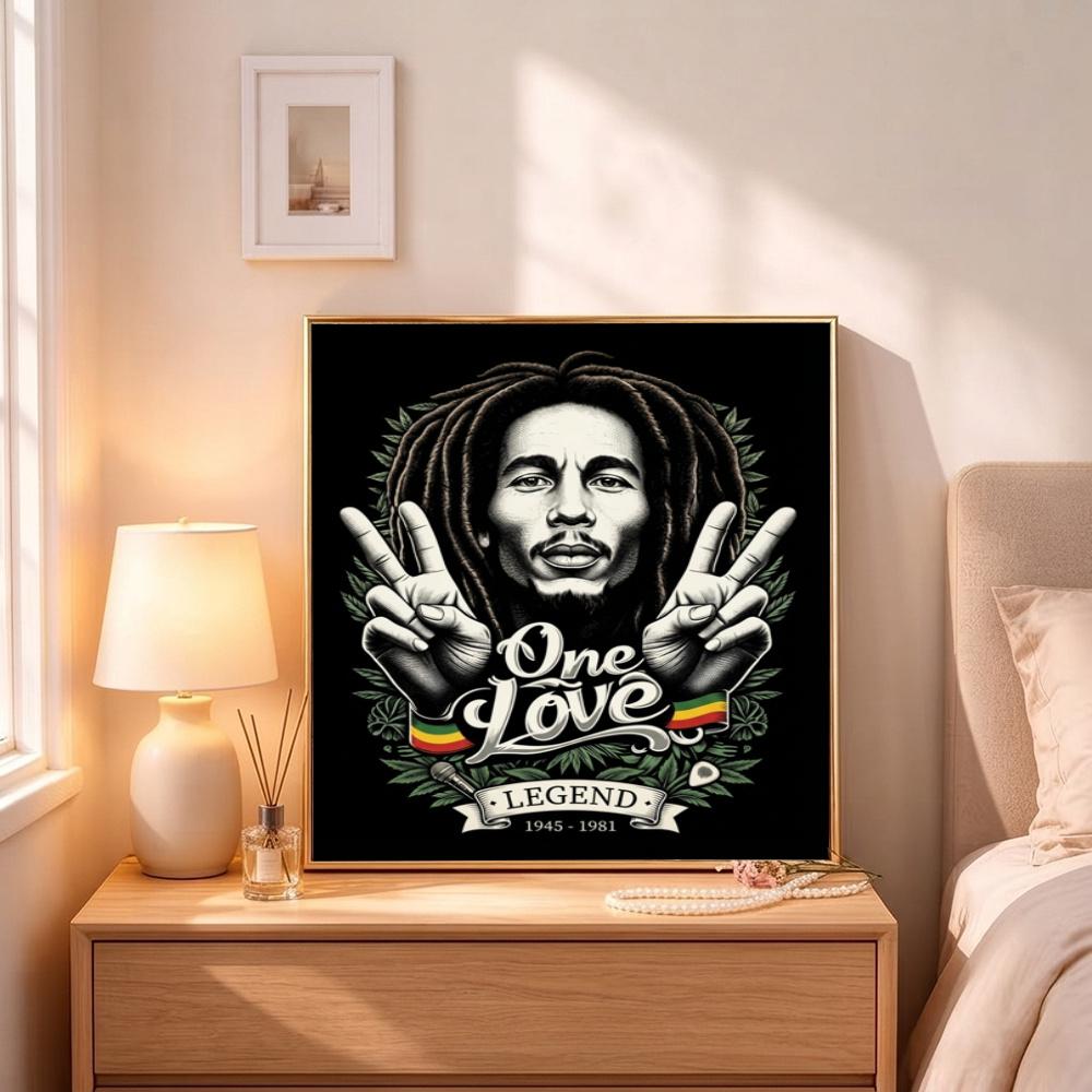 Bob Marley One Love Reggae Music Vibes 5D Diamond Painting Round Diamond Rhinestones Mosaic Diamond Embroidery Wall Paintings Rhinestones Gift Framele
