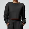 New Casual Round Neck Sweatshirt, Sports Running Short, Loose And Fashionable Long Sleeved T-Shirt, Fitness Top For Women