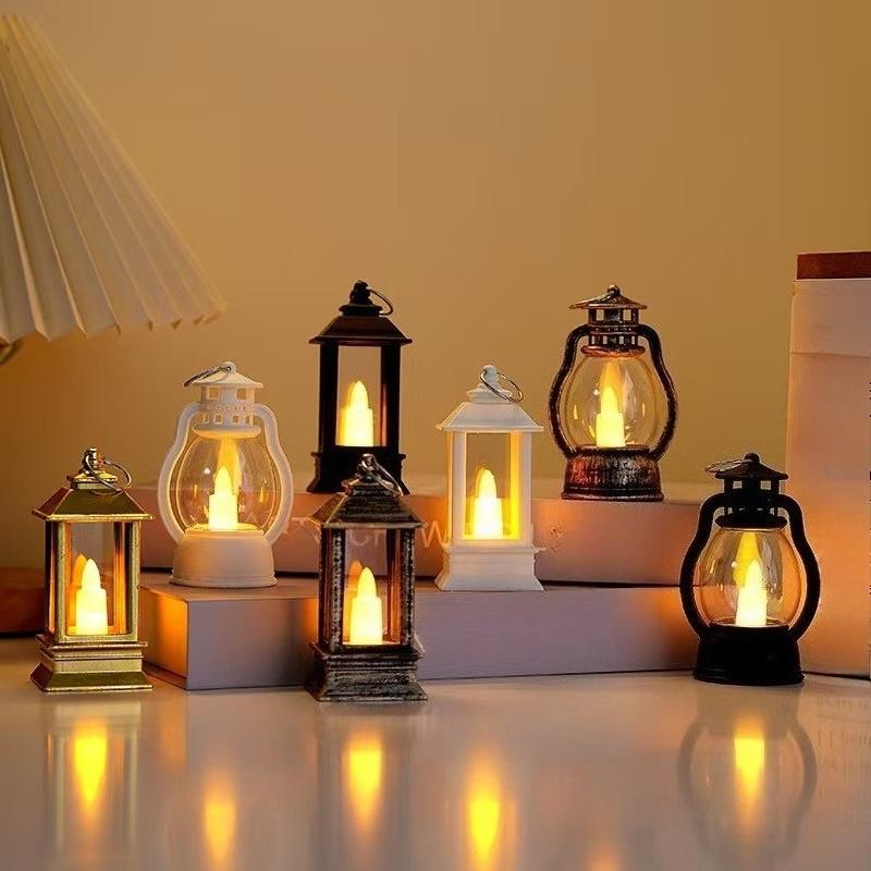 LED Night Light, Mini Lantern Candle Lamp, Retro Warm Glow Decorative Light for Christmas Halloween Party Home Bar Table Decor