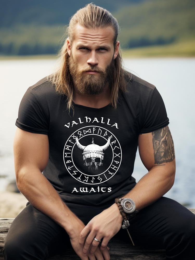 Viking Skull Unisex Cotton TShirt Norse Mythology Casual Cool Hipster Style