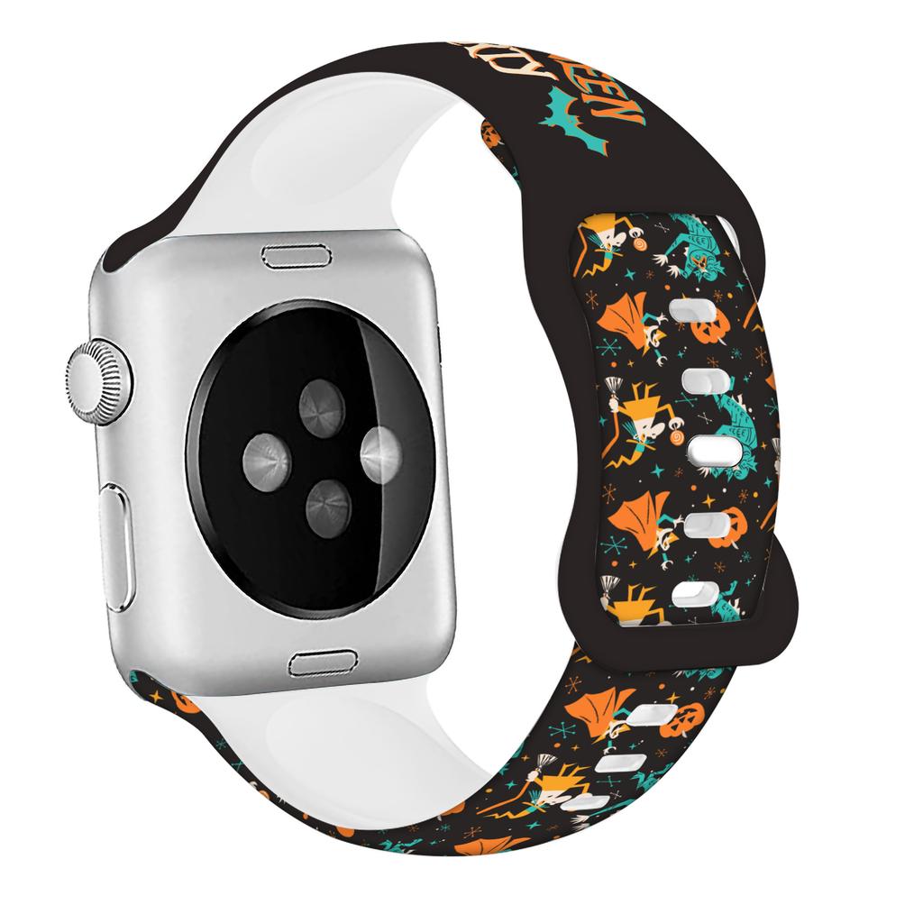 Silicone Strap For Apple Watch Band 44mm 40mm 45mm 49mm 41mm 38mm 42mm Halloween bracelet iwatch series 9 7 se 3 5 4 6 8 ultra 2