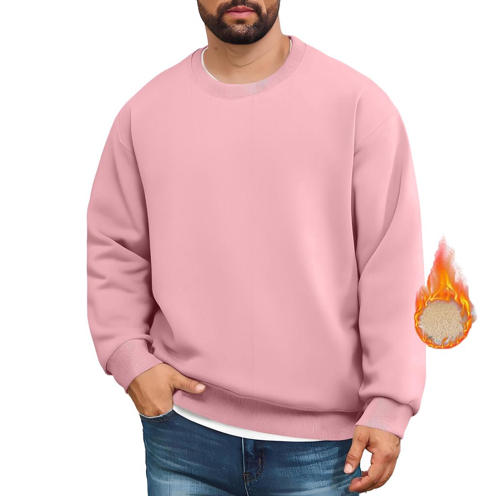 Men's Lined Sweatshirts Premium Heavy-weight Fleece Pullover Thick Thermal Sweatshirts