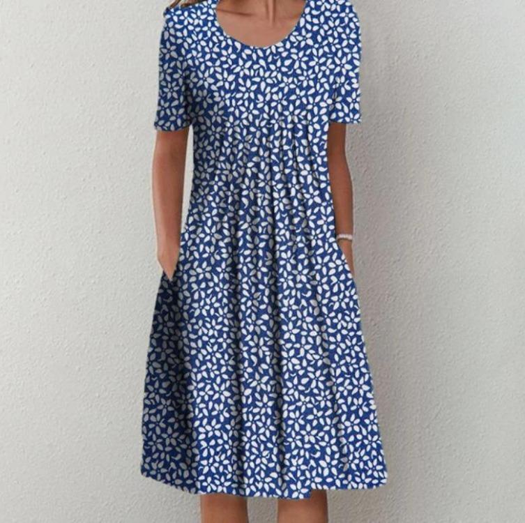 Floral Print Midi Dress with Pockets for Spring Summer