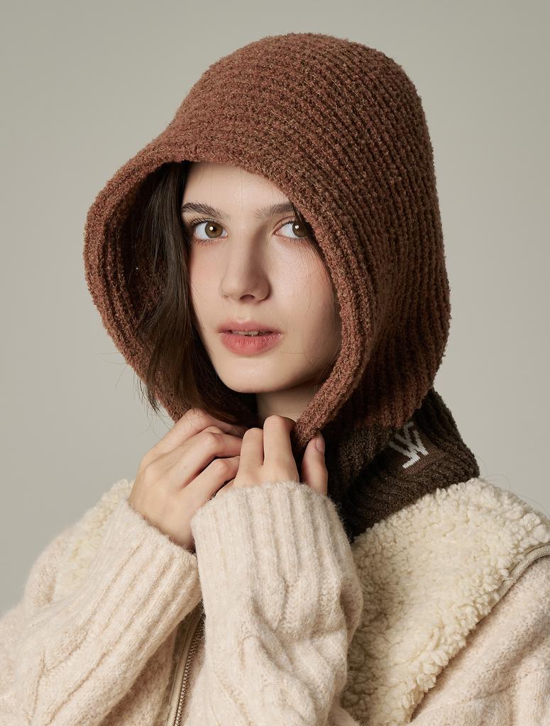 Hwaiteusaenjeu Two-Tone Wool Boucle Balaclava Perna (3 Colors)