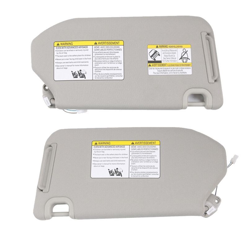 Powerful 2PCS Gray Sun Visor With Lamp For 2013-2018 Pathfinder, 2014-2017 Infiniti QX60 96400-9PB0A, 96401-9PB0A Replacement Ac