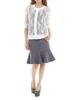 Sarah Rose Lace Sleeve Floral Print Knit Summer Cardigan with Button Front and Women's Cardigan, 5/8 See-Through U-Neck (XL, White)