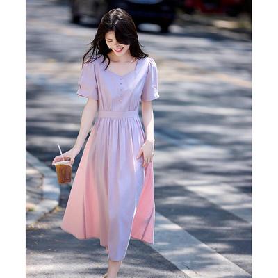 Women's French Elegant Square Neck Tea Dress