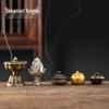 Xiangyun Lotus Incense Burner: Mini Three-Legged Copper Aromatherapy with Porous Boshan Design