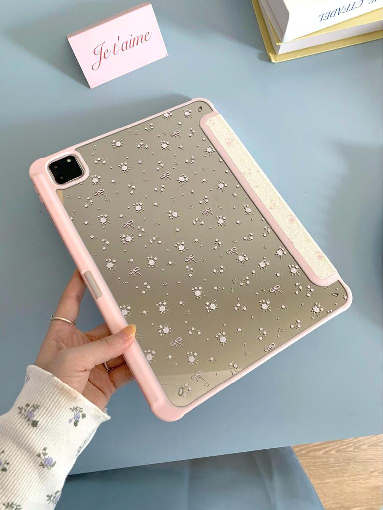 Floral Butterfly Knot Tri-Fold Mirror Case for iPad Mini 6/Pro/Air