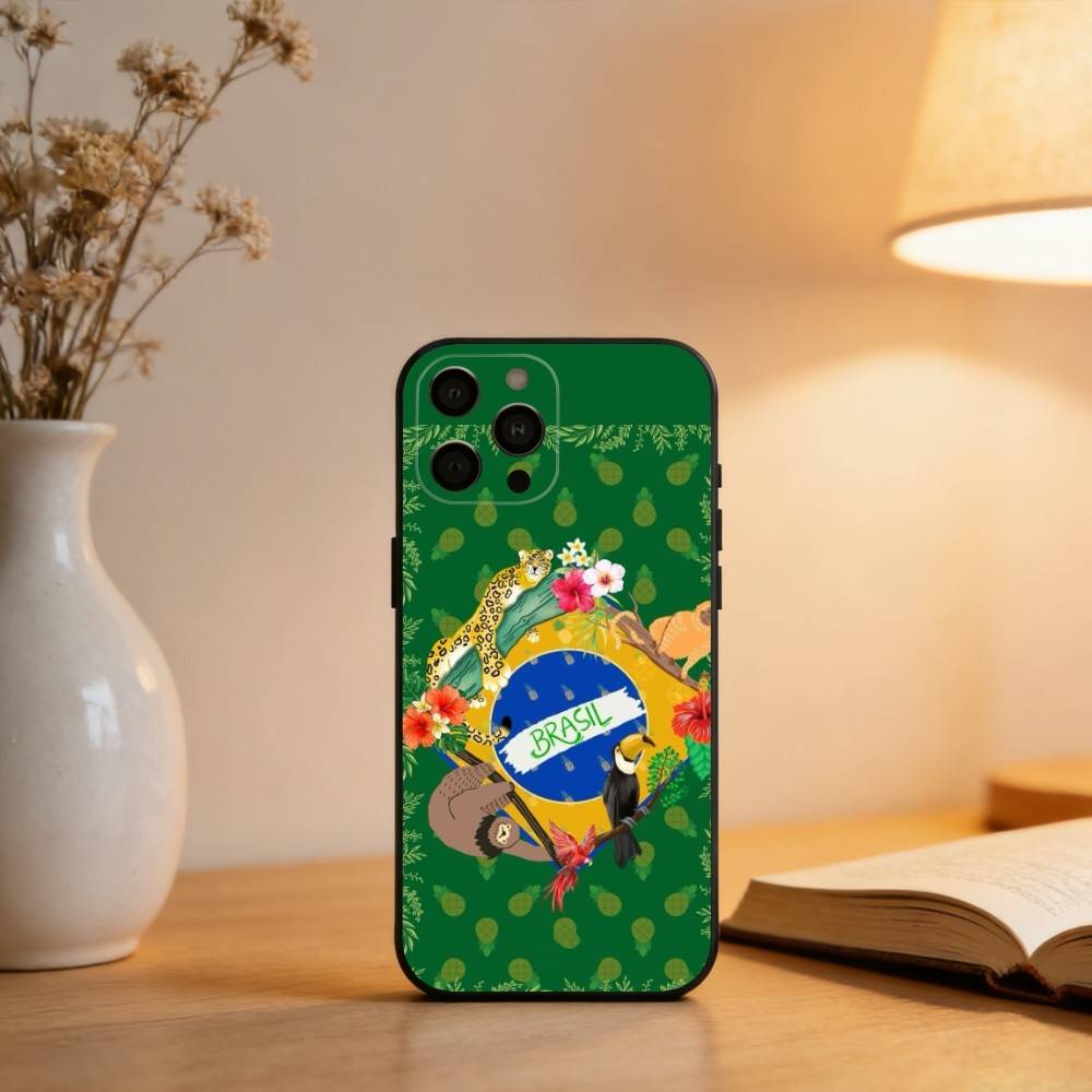 

Brazil Brazilian Flag Phone Case For iPhone 17,16,15,14,13,12,11 Plus,Pro Max,XS,Soft Silicone Black Cover iPhone12