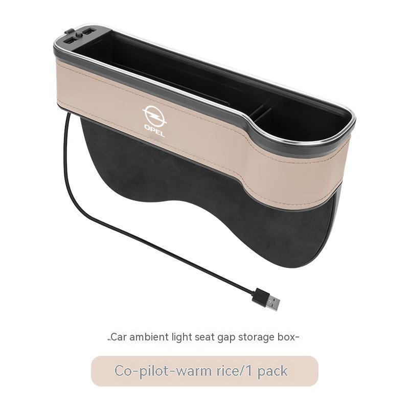 

Opel OPCline ASTRA CORSA INSIGNIA MOKKA VECTRA ZAFIRA GTC Tigra Car Seat Gap Slot Storage Box With Atmosphere lamp USB Charging