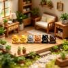2 Pcs Mini Cat Figurines, Miniature Kittens Micro Landscape Decoration, Tiny Resin Animal Cake Toppers for DIY Terrarium Crafts, Fairy Moss Garden