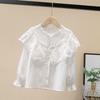 Mädchen Babydoll-Top mit Rüschenärmeln und Spitzenbesatz - Frühling 2023 Koreanischer Stil