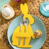 12 Stück Vlies Osterhase Besteckhalter Cartoon Hase Bestecktaschen Schreibtischdekoration Einfarbige Ostergabeltasche