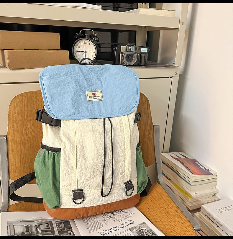 Schoolbag Large Capacity Contrast Color Lightweight Backpack 1011 New Versatile Commuter Travel Backpack Student School Bag
