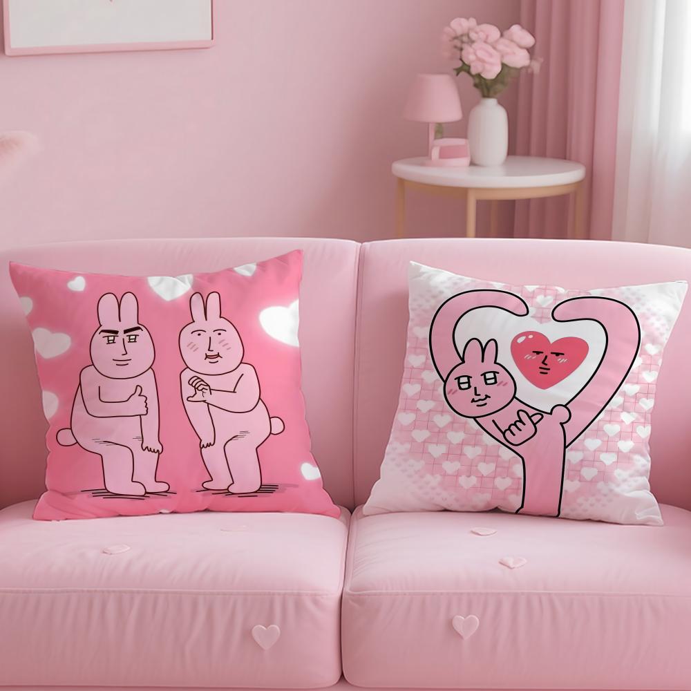 Klassische Cartoon-Freund Hase Kissenbezug Weich Leicht zu Waschen Kissenhülle Vielseitig für Sofa Bett Reisen und Büro