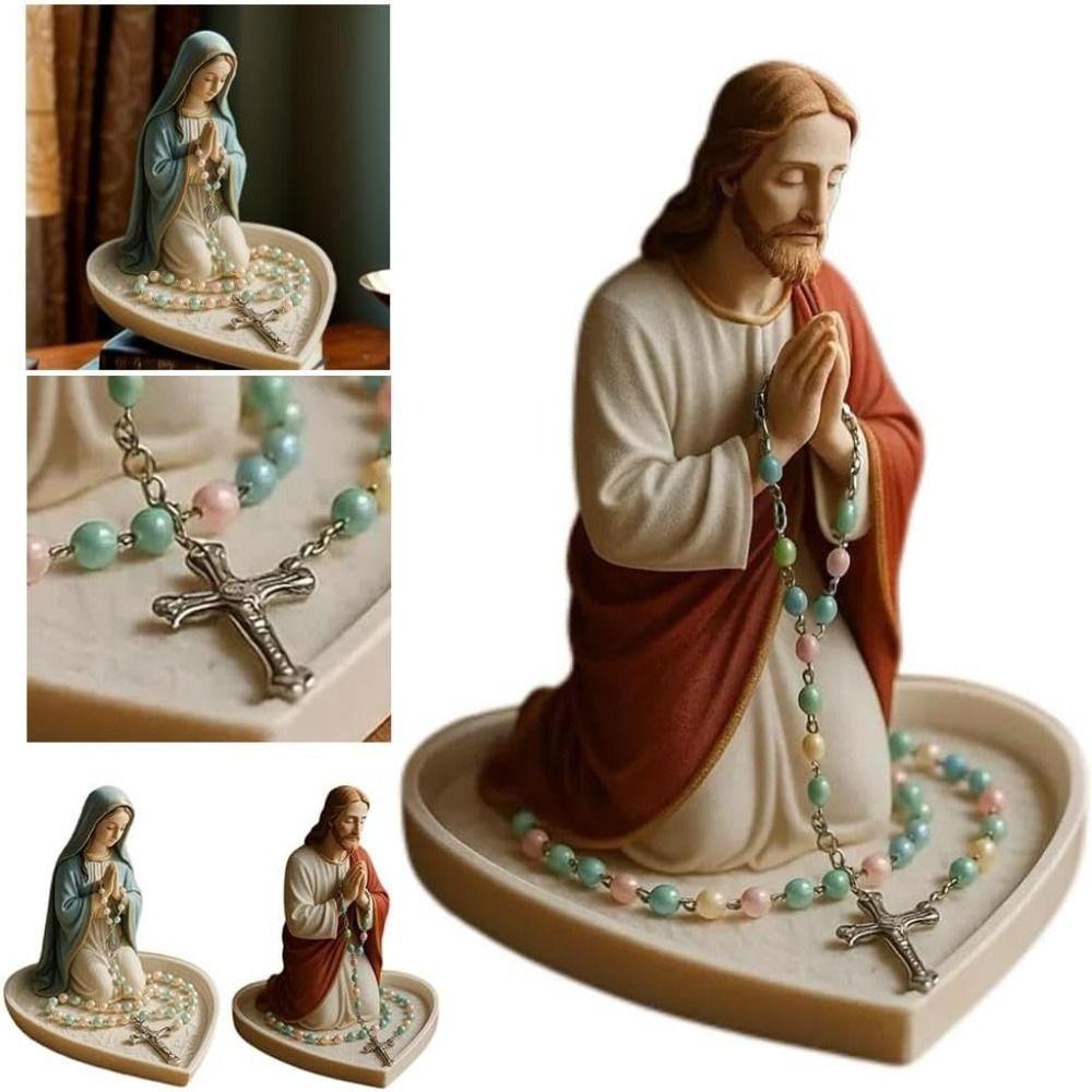 Resin Virgin Mary Rosary Holder Jesus Necklace Storage Holder Prayer Rosary Holder  Office
