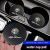 2Pcs Car Logo Water Cup Trough Mat Non-slip Pad Accessories For Giulietta Mito 159 Giulia Stelvio 156 147 Brera