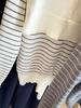 Women's 2025 Spring/Autumn Striped Knitwear Set: Round Neck, Short, Loose-Fit Sweater & Base Shirt.