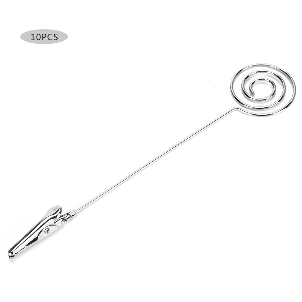 10 Stück Tisch-Notizklammern Schreibtisch Metall Visitenkartenhalter Silber Rund Bild Nachricht