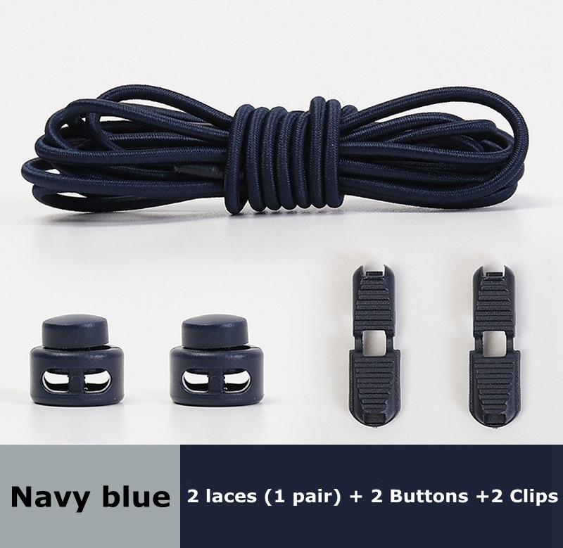 1pair Elastic Shoelaces Round Spring Plastic Lock Quick Wear In 1 Second No Tie Shoelaces Suitable for All Shoelaces Lazy Laces