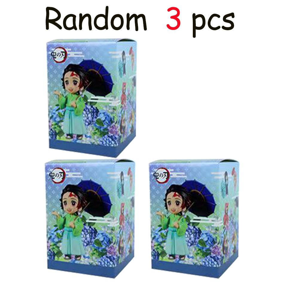 12pcs Anime Demon Slayer Tanjiro Kamado Nezuko Christmas Halloween PVC blind box cartoon figure model ornament child gift Random Mystery Trendy