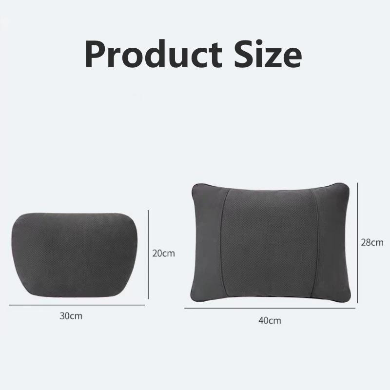 1pc Memory Cotton Headrest and Lumbar Pillow, Breathable Suede Material, Lumbar Pillow Neck Support Adjustable Car Rest Cushion