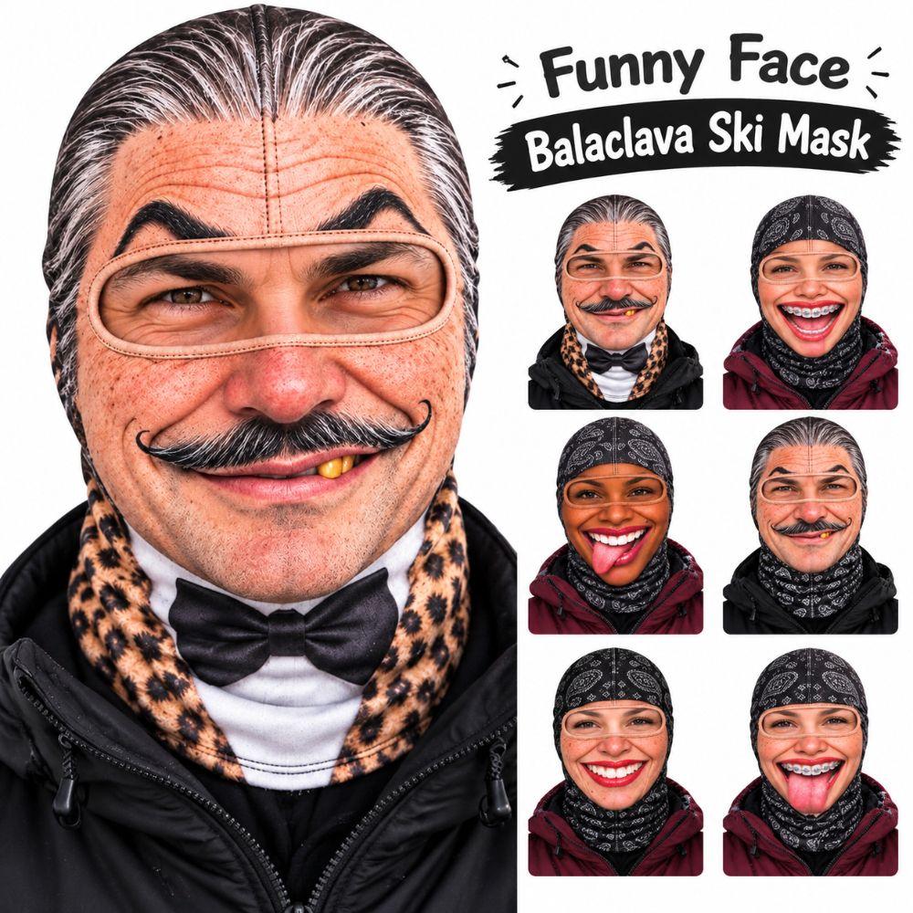Missing Teeth Pattern Old Man Balaclava Face Mask 3D Face Printed Ski Mask Hood For Men Woman