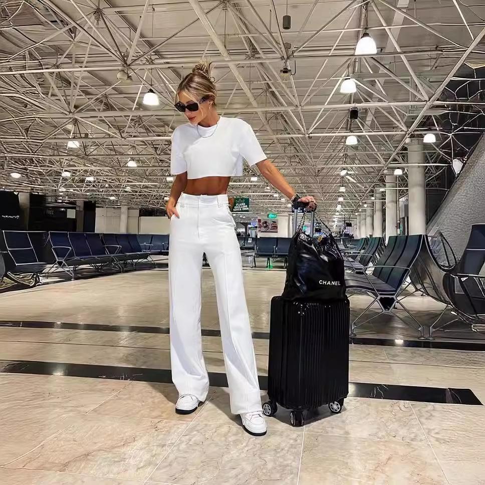 Summer Chic Solid Color Short-Sleeve Suit & Pants Set