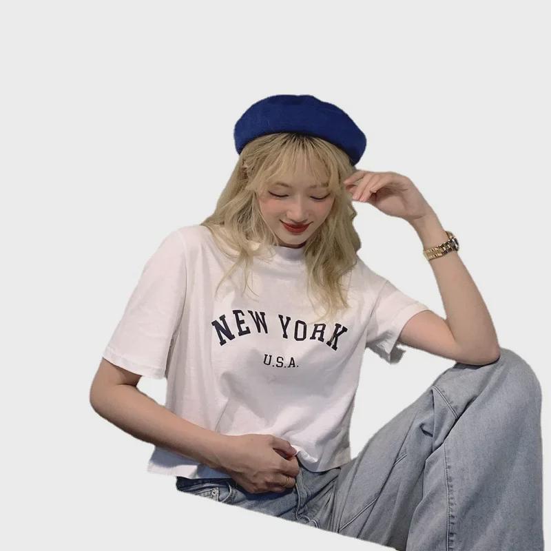Damski 2025 Wyszczuplający T-shirt z krótkim rękawem z nadrukiem liter na lato - Modny design