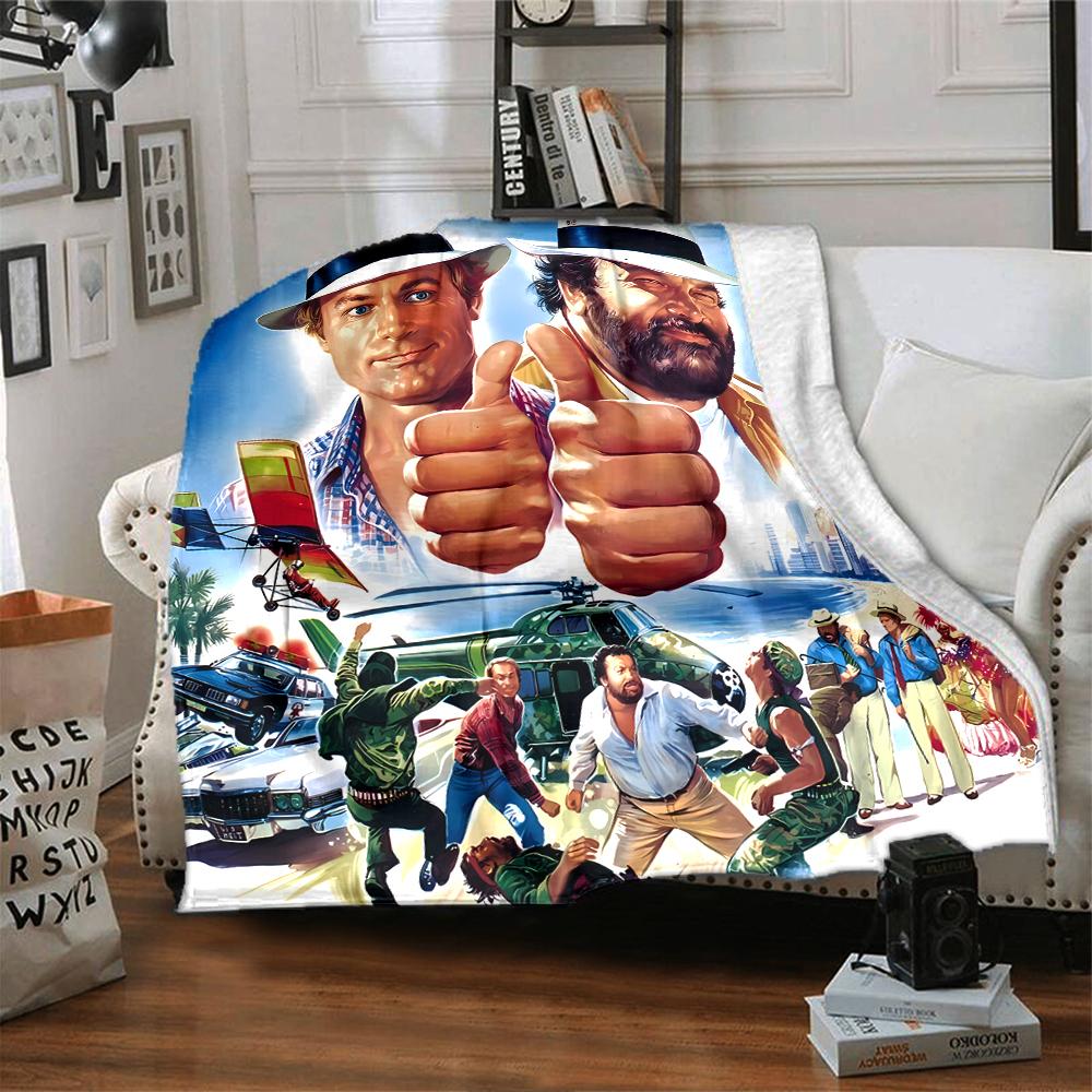 1pc Blanket - Terence Hill and Bud Spencer Print Design,Lightweight Blanket for Sofa,Bed- Soft &Warm,Gift for All Seasons