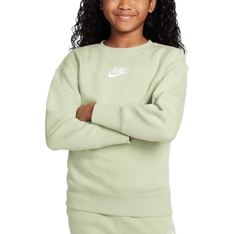 Nike Sweatshirt Fashion Comfortable Versatile Crew Neck Fleece Lined Thermal Light Green Teenagers DD7473-343