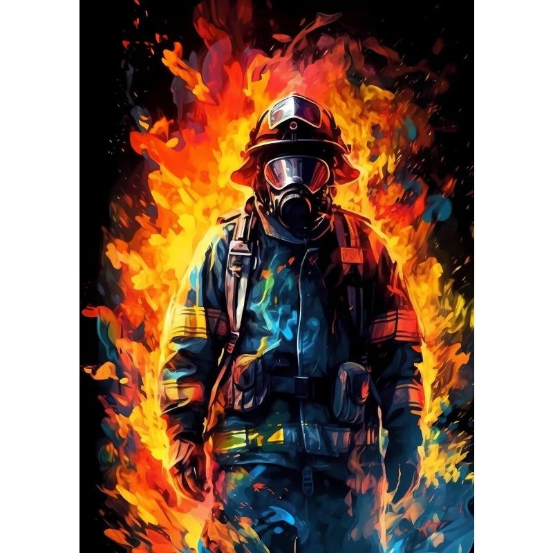 Vintage Brave Firefighter Fire Smoke Firefighter Fire Truck Art Posters Canvas Painting Wall Prints Picture for Room Home Decor