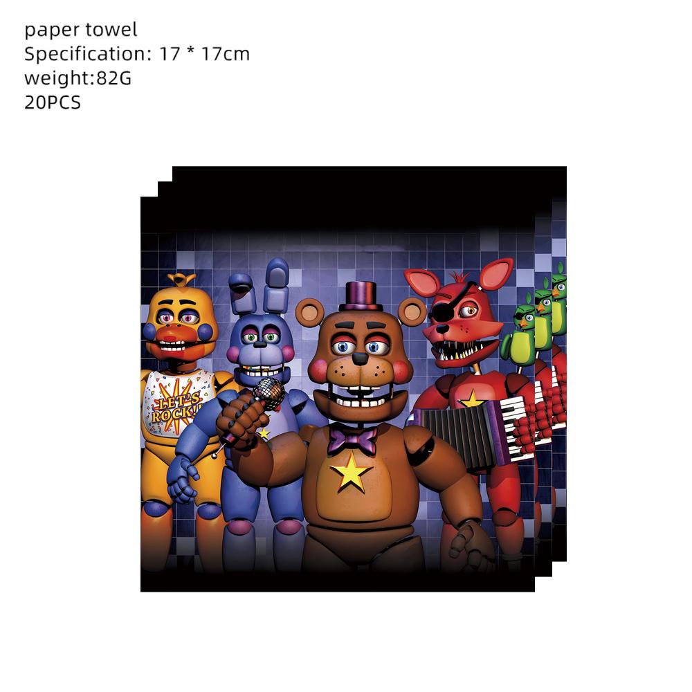 51pcs Five Nights At Freddy's Tableware Include Tablecloth Plates Napkins Cups