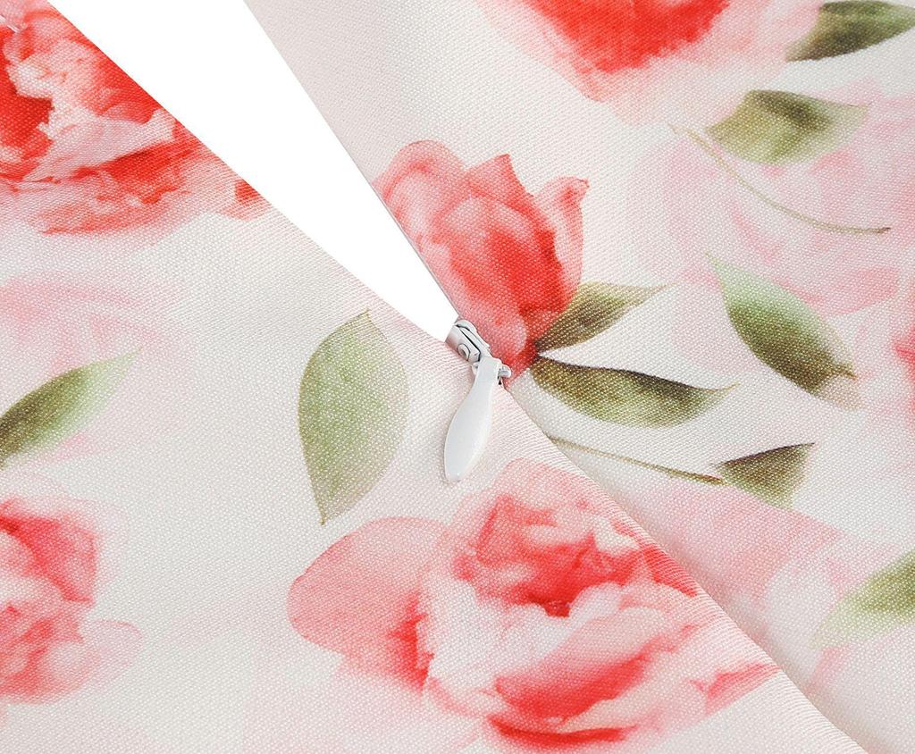 Letnia sukienka z kwadratowym dekoltem i nadrukiem w stylu vintage Hepburn