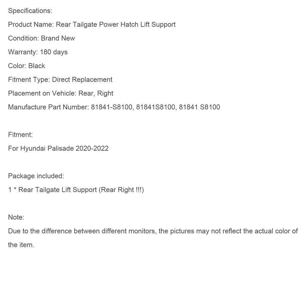 Right Drive Unit Assy Power Tail Gate 81841S8100 Fit Hyundai Palisade 2020-2022