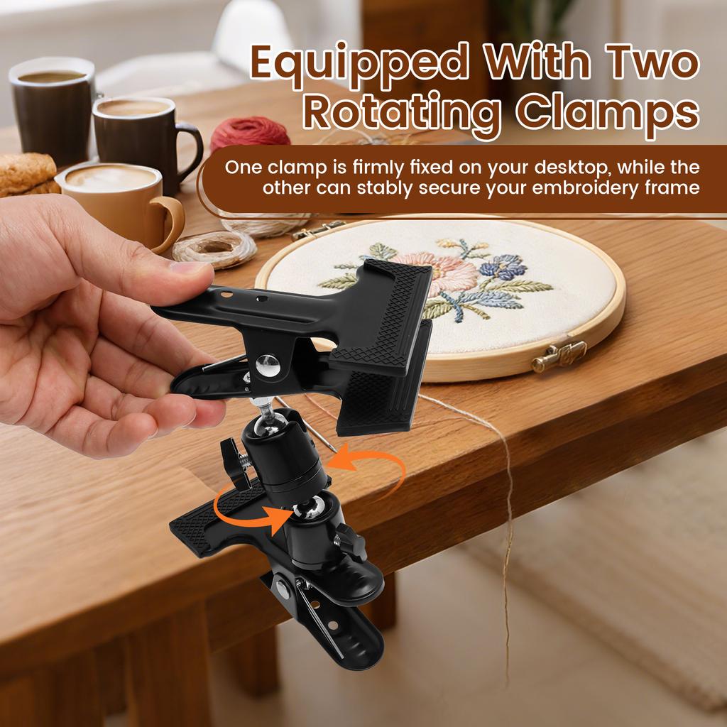 Metal Embroidery Hoop Stand Holder Hands Free Adjustable Embroidery Hoop  Holder Table Clip for DIY Cross Stitch Crafters